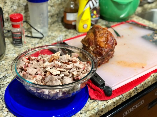 Pork after being cut and shred