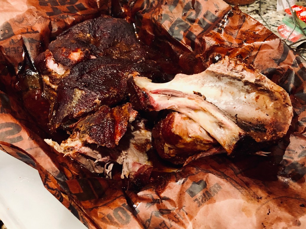 Pork Shoulder pulled from the Traeger Renegade Pro