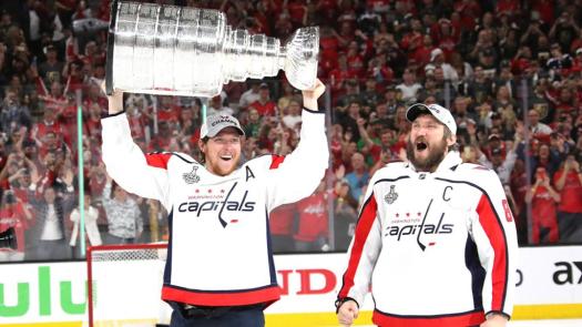 Alexander Ovechkin and Nicklas Backstrom with Stanley Cup