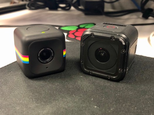 Polaroid Cube Act II HD Size Comparison with GoPro Hero4 Session