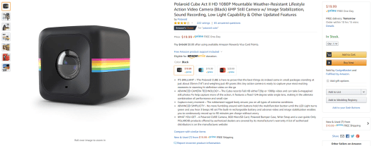 Polaroid Cube Act II Amazon page
