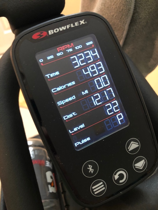 Screen on the Bowflex C6 following workout