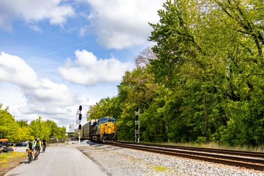 CSX ES44AC-H 3179 leading M217-29 at Point of Rocks Station in Maryland