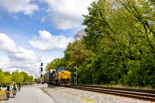 CSX ES44AC-H 3179 leading M217-29 at Point of Rocks Station in Maryland