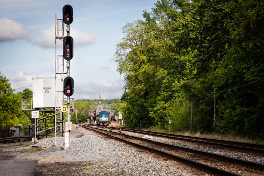 P029 Capitol Limited passing Point of Rocks Station in Maryland