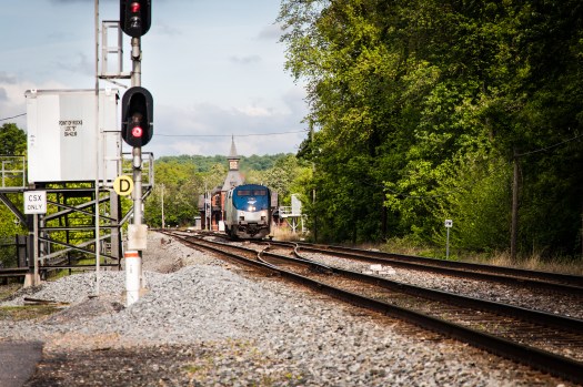 P029 Capitol Limited passing Point of Rocks Station in Maryland