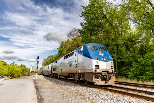 P029 Capitol Limited passing Point of Rocks Station in Maryland