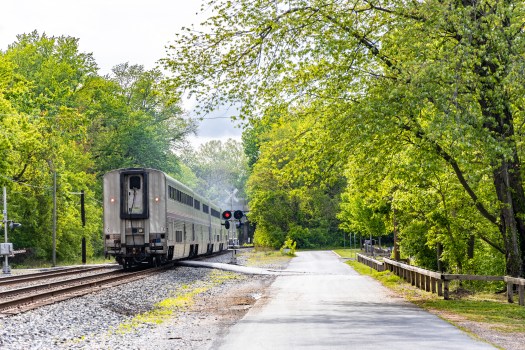 End of the P029 Capitol Limited passing Point of Rocks Station in Maryland
