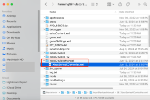 Location to insert the XboxSeriesXController.xml file for Farming Simulator 22